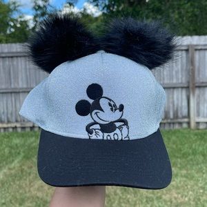 Disney- Sparkly Mickey Mouse Hat with Pom Pom Ears